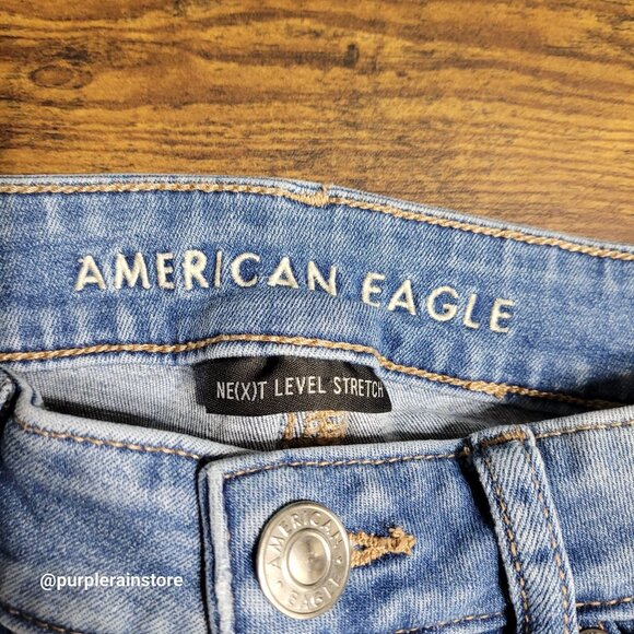 American Eagle Jeans Size 6 Skinny Mid Rise Next Level Stretch Medium Light Wash - Picture 4 of 13